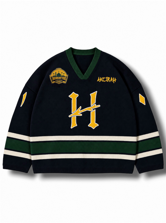 “Ahl Al-Jannah” Navy - Hockey Knit Jersey